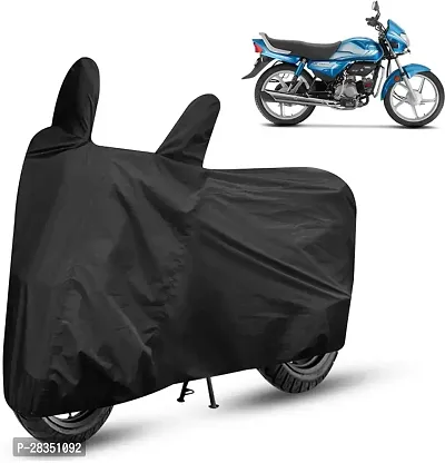 Water-Resistant Two Wheeler Bike Cover For Hero Hf Deluxe Black-thumb0