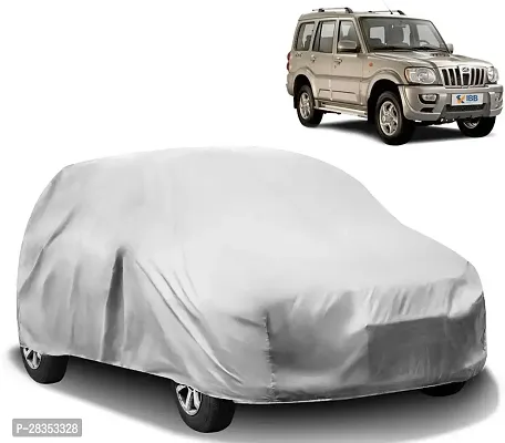 Stylish Car Cover For Mahindra Scorpio - Without Mirror Pockets - Silver-thumb0