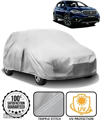 Designer Car Cover For Maruti Suzuki S-Cross Without Mirror Pockets Silver-thumb0