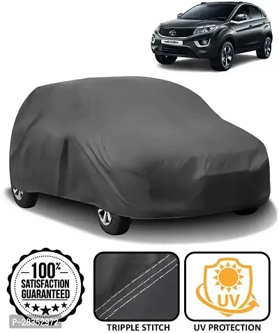 Designer Car Cover For Tata Nexon Without Mirror Pockets Grey