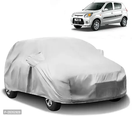 Designer Car Cover For Maruti Alto 800 With Mirror Pockets Silver