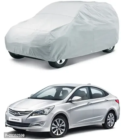 Stylish Car Cover For Hyundai Fluidic Verna Without Mirror Pockets Silver, For 2015, 2016, 2017, 2018 Models