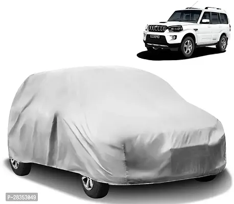 Autoretail Car Cover For Mahindra Scorpio 2020 Without Mirror Pockets Silver-thumb0