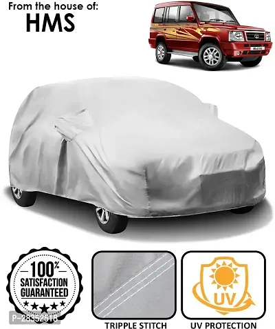 Stylish Car Cover For Tata Sumo - With Mirror Pockets - Silver