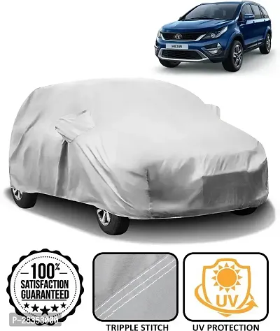 Designer Car Cover For Tata Hexa With Mirror Pockets Silver-thumb0