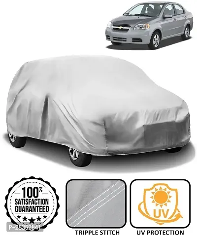 Designer Car Cover For Chevrolet Aveo With Mirror Pockets Silver