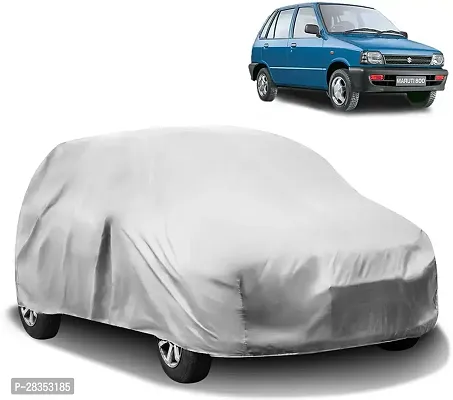 Designer Car Cover For Maruti 800 Without Mirror Pockets Silver