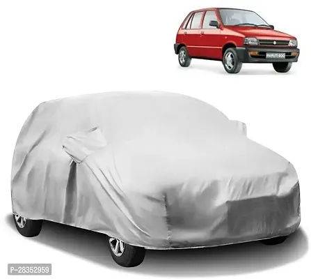 Designer Car Cover For Maruti 800 With Mirror Pockets Silver-thumb0