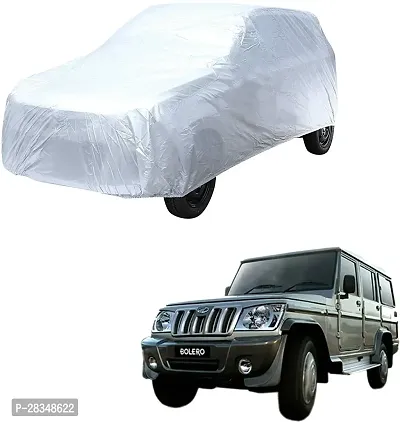 Autoretail Car Cover For Mahindra Bolero Without Mirror Pockets Silver-thumb0