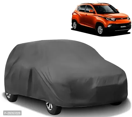 Stylish Car Cover For Mahindra Kuv100 - Without Mirror Pockets - Grey-thumb0