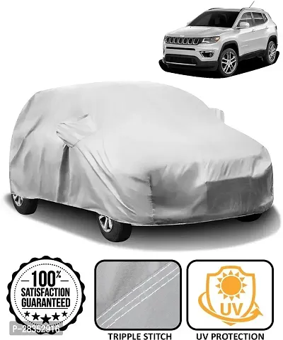 Designer Car Cover For Jeep Compass With Mirror Pockets Silver