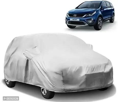 Stylish Car Cover For Tata Hexa - With Mirror Pockets - Silver