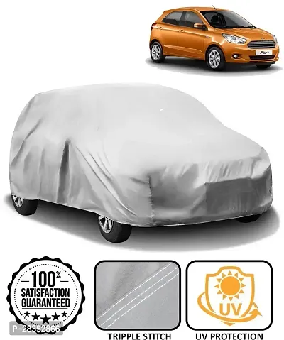 Designer Car Cover For Ford Figo Without Mirror Pockets Silver