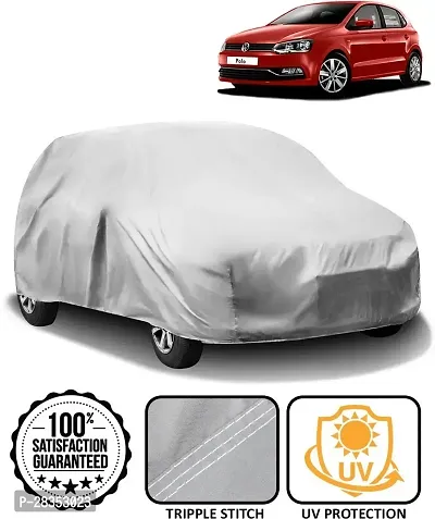 Designer Car Cover For Volkswagen Polo Without Mirror Pockets Silver