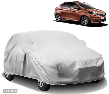 Autoretail Car Cover For Tata Tigor With Mirror Pockets Silver-thumb0