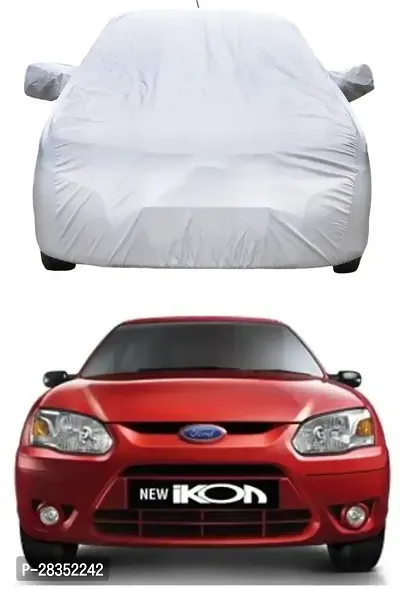 Designer Car Cover With Mirror Pockets For Ford Ikon -Silver, For 2014, 2015, 2016, 2017 Models-thumb2