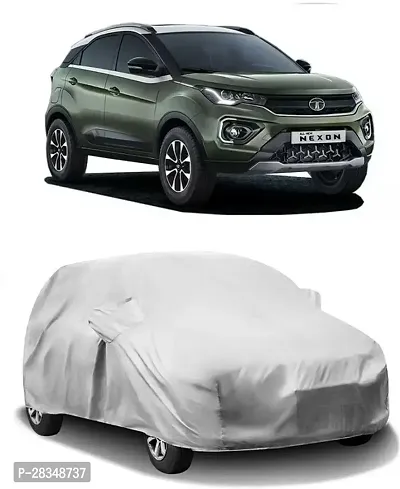 Autoretail Car Cover For Tata Nexon With Mirror Pockets Silver