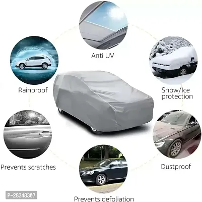 Premium Silver Matty Triple Stitched Car Body Cover With Mirrorout Pocket For Maruti Car 800-thumb3