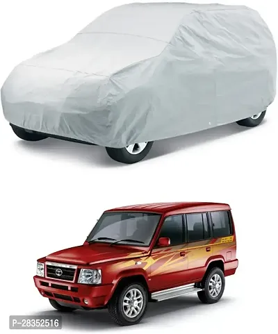 Stylish Car Cover For Tata Sumo - Without Mirror Pockets - Silver, For 2014, 2015, 2016, 2017 Models-thumb0