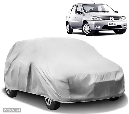 Designer Car Cover For Renault Logan Without Mirror Pockets Silver