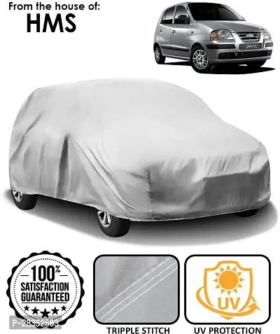 Stylish Car Cover For Hyundai Santro - Without Mirror Pockets - Silver