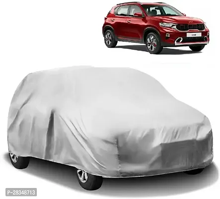 Autoreatil Car Cover For Kia Sonet Without Mirror Pockets Silver, For 2018, 2019, 2020, 2021, 2022 Models