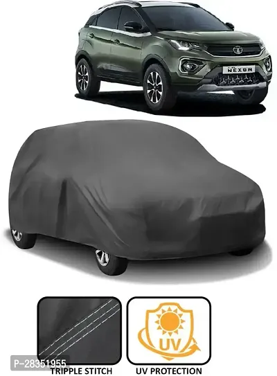 Classic Car Cover For Tata Nexon ,Without Mirror Pockets ,Grey-thumb0