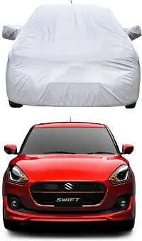 Designer Car Cover With Mirror Pockets For Maruti Suzuki Swift Dzire -Silver-thumb1