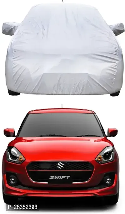 Designer Car Cover With Mirror Pockets For Maruti Suzuki Swift Dzire -Silver-thumb2