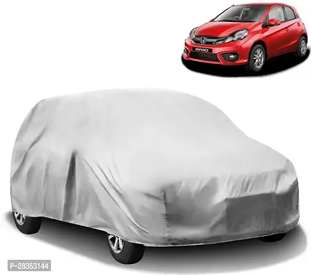 Designer Car Cover For Honda Brio Without Mirror Pockets Silver-thumb0