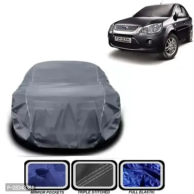 Car Body Cover Without Mirror Pockets Compatible For Ford Fiesta- 2005 To 2018 Grey