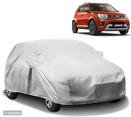 Designer Car Cover For Maruti Ignis With Mirror Pockets Silver-thumb0