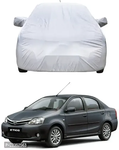 Stylish Car Cover For Toyota Etios With Mirror Pockets Silver, For 2008, 2009, 2006, 2007, 2013, 2005, 2014, 2015, 2012, 2011, 2010, 2016, 2017 Models-thumb0