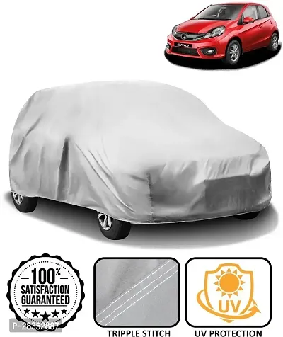 Designer Car Cover For Honda Brio Without Mirror Pockets Silver-thumb0