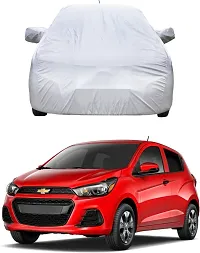 Designer Car Cover With Mirror Pockets For Chevrolet Spark -Silver-thumb1