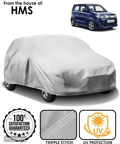 Stylish Car Cover For Maruti Suzuki Wagonr - Without Mirror Pockets - Silver-thumb0