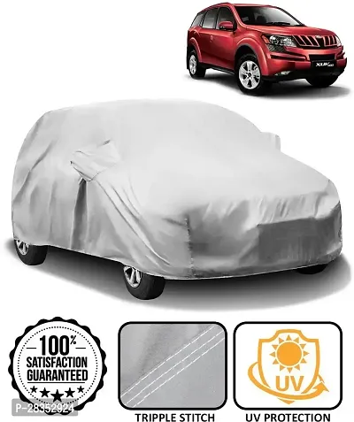 Designer Car Cover For Mahindra Xuv 500 With Mirror Pockets Silver-thumb0