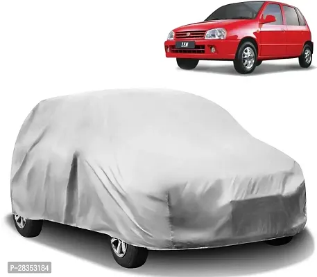 Designer Car Cover For Maruti Zen Without Mirror Pockets Silver