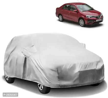 Stylish Car Cover For Toyota Etios - With Mirror Pockets - Silver