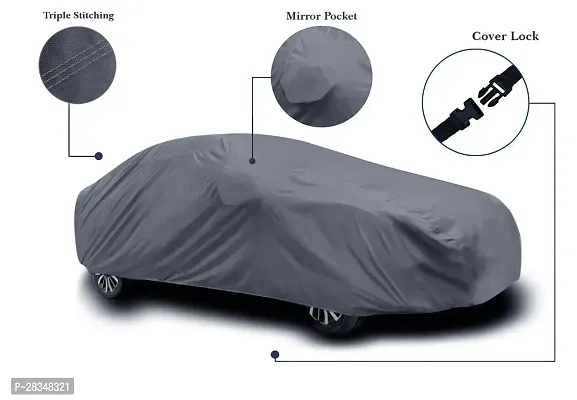 All Weather Outdoor Protection Water Resistant Car Body Cover Compatible With Maruti Suzuki 800 Grey Design Without Mirror-thumb2