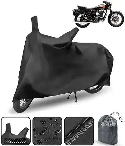 Modern Waterproof Two Wheeler Cover For Royal Enfield Bullet 500, Black