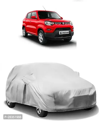 Classic Car Cover For Maruti Suzuki S-Presso ,With Mirror Pockets ,Silver-thumb0