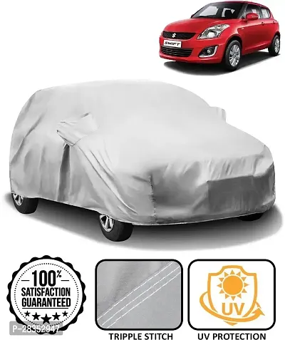 Designer Car Cover For Maruti Suzuki Swift With Mirror Pockets Silver-thumb0