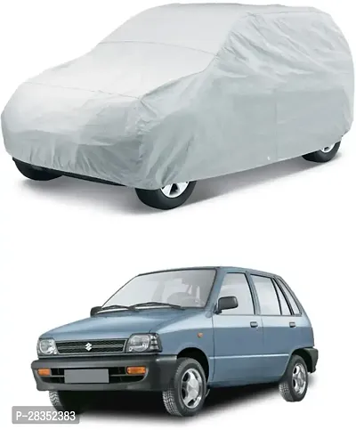 Stylish Car Cover For Maruti Suzuki Universal For Hatchback, 800 - Without Mirror Pockets - Silver, For 2017 Models-thumb2