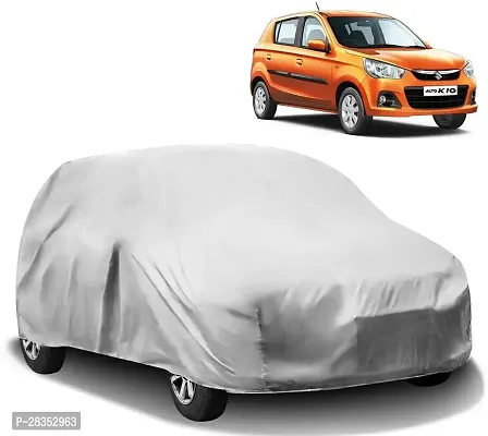 Designer Car Cover For Maruti Alto K10 Without Mirror Pockets Silver-thumb0