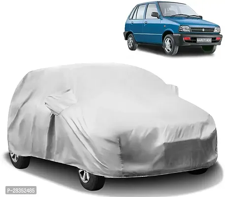 Stylish Car Cover For Maruti 800 - With Mirror Pockets - Silver