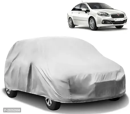 Designer Car Cover For Fiat Linea Without Mirror Pockets Silver