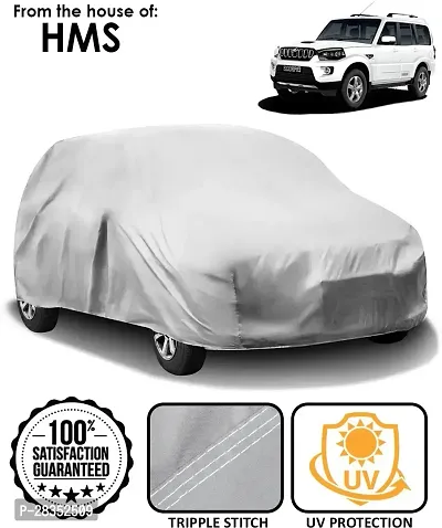 Stylish Car Cover For Mahindra Scorpio - Without Mirror Pockets - Silver