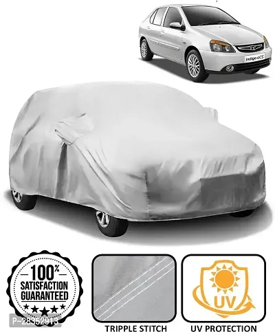 Designer Car Cover For Tata Indigo Ecs With Mirror Pockets Silver-thumb0