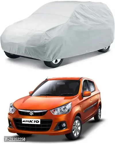 Designer Car Cover Without Mirror Pockets For Maruti Suzuki Alto K10-Silver